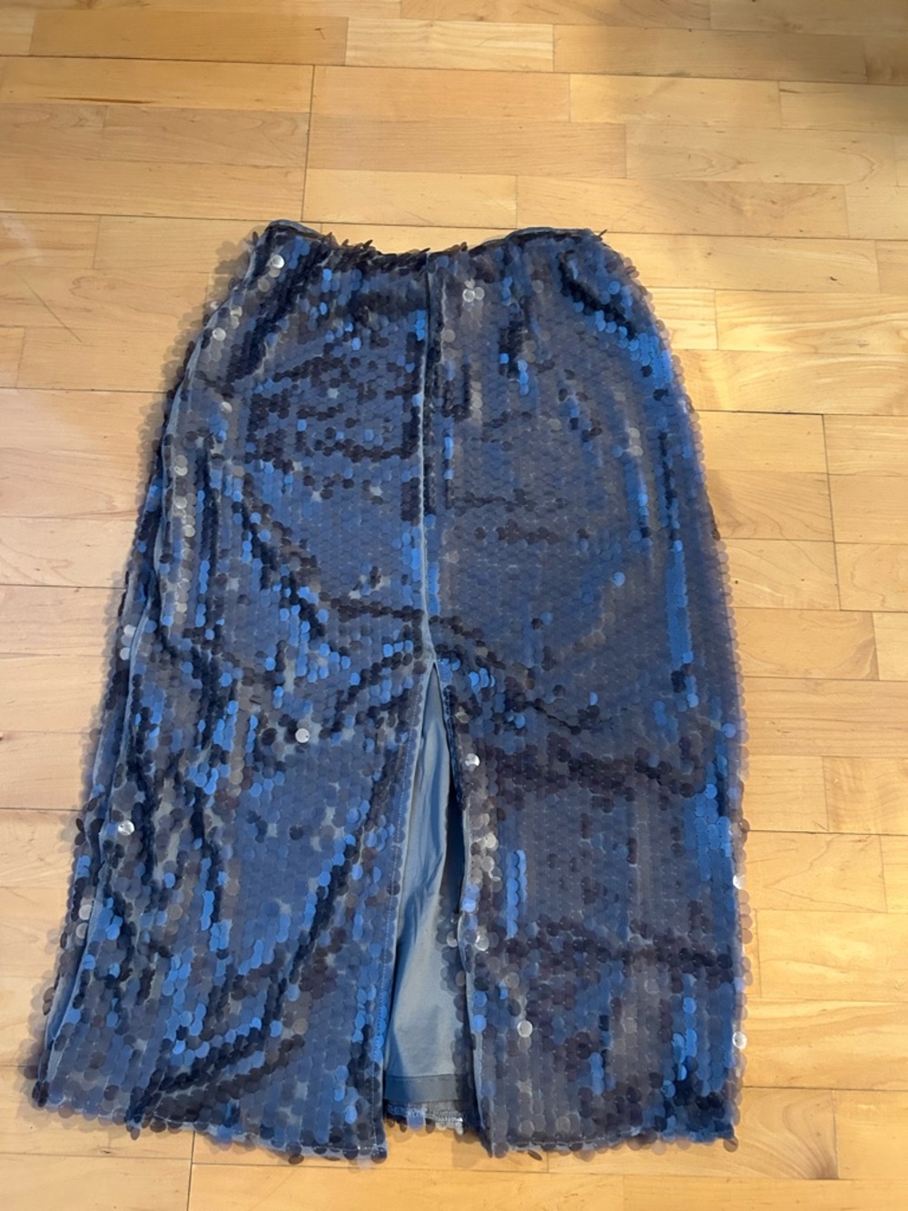 Old Navy Navy Blue Sequin Midi Skirt with Front Slit